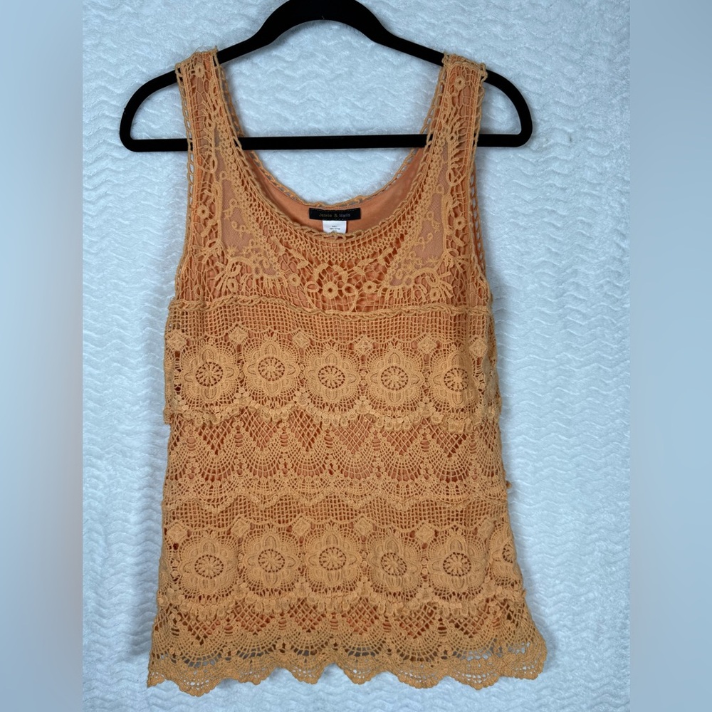Jennie & Marlis Chic Lace Crochet Tank Top in Orange. 100% Cotton